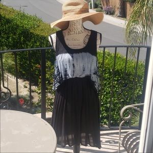 Navy blue sundress w/tie dye baby blue overlay